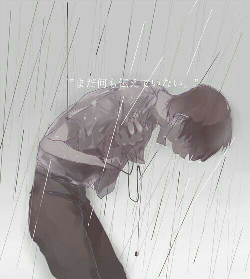 thanh niên khóc dưới mưa
