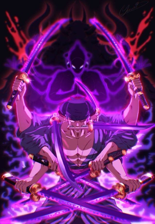 Mô hình Nhân vật Zoro Tam Kiếm trên mái ngói rồng One Piece
