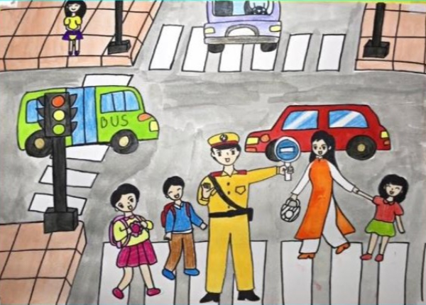 Tổng hợp 20+ tranh vẽ an toàn giao thông của các hoạ sĩ nhí