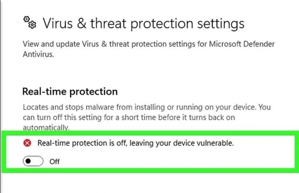 Disable antivirus software