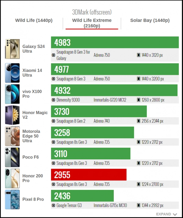 Honor 200 Pro Wild Life Extreme score is 2,955 points