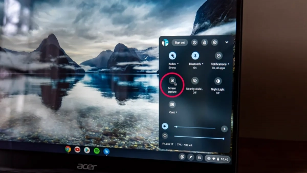 Screenshot on a Chromebook from Quick Settings