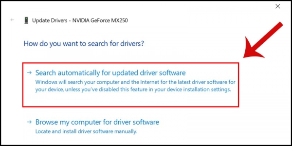 Search Automatically for updated driver software