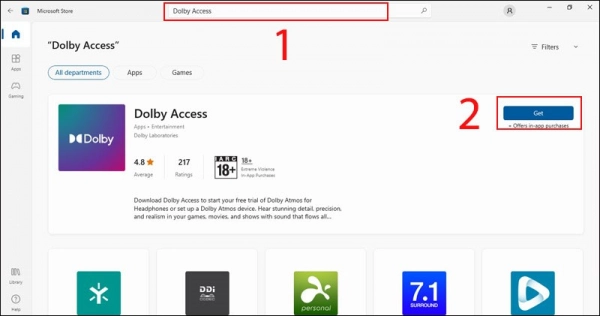 Search for Dolby Access on the Microsoft Store and install it.