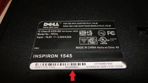 Service Tag on Dell Computer