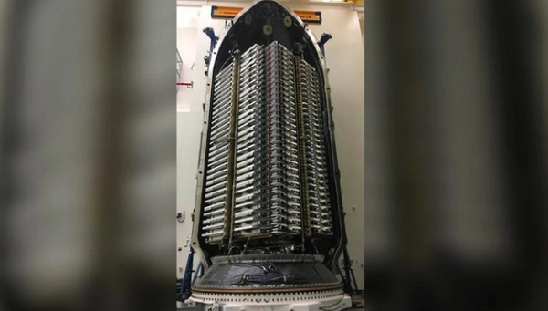 The spacecraft carries internet-beaming satellites for SpaceX's Starlink project.