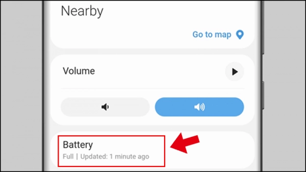 The SmartTag's battery level will be displayed at the bottom of the screen.