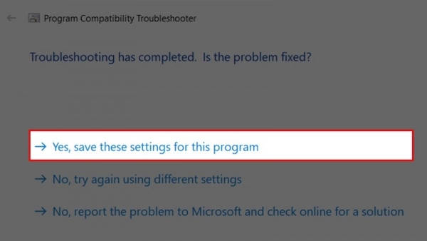 Yes, save these settings for this program